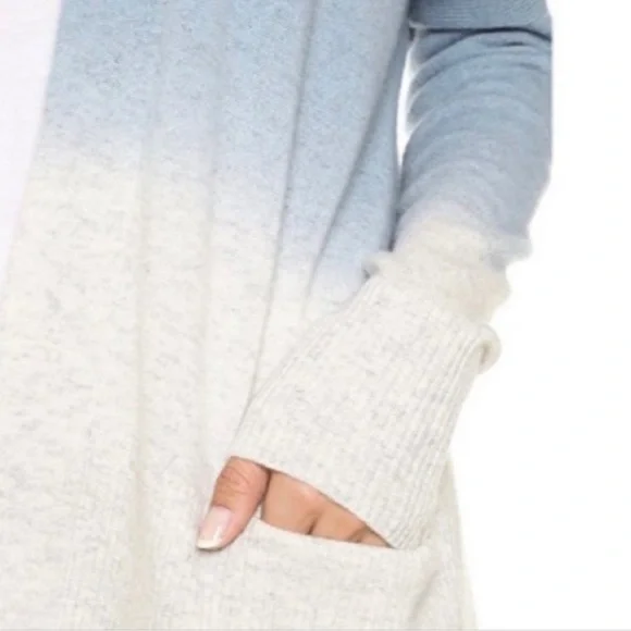 VINCE Ombre Dip‎ Dye Cashmere Wool Open Cardigan
